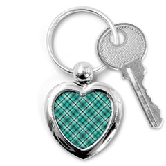 Tartan Scotland Seamless Plaid Pattern Vintage Check Color Square Geometric Texture Key Chain (heart) by Wegoenart