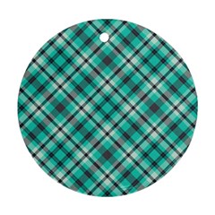 Tartan Scotland Seamless Plaid Pattern Vintage Check Color Square Geometric Texture Round Ornament (two Sides)