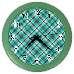 Tartan Scotland Seamless Plaid Pattern Vintage Check Color Square Geometric Texture Color Wall Clock by Wegoenart