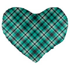 Tartan Scotland Seamless Plaid Pattern Vintage Check Color Square Geometric Texture Large 19  Premium Heart Shape Cushions by Wegoenart