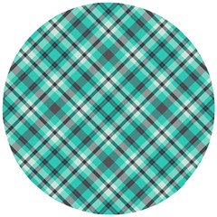 Tartan Scotland Seamless Plaid Pattern Vintage Check Color Square Geometric Texture Wooden Puzzle Round by Wegoenart