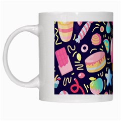 Cute Seamless Pattern With Colorful Sweets Cakes Lollipops White Mugs by Wegoenart