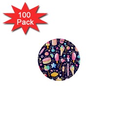 Cute Seamless Pattern With Colorful Sweets Cakes Lollipops 1  Mini Buttons (100 Pack)  by Wegoenart