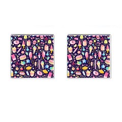 Cute Seamless Pattern With Colorful Sweets Cakes Lollipops Cufflinks (square) by Wegoenart