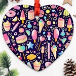 Cute Seamless Pattern With Colorful Sweets Cakes Lollipops Heart Ornament (Two Sides) Back