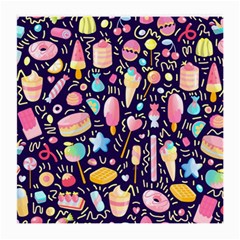 Cute Seamless Pattern With Colorful Sweets Cakes Lollipops Medium Glasses Cloth (2 Sides) by Wegoenart