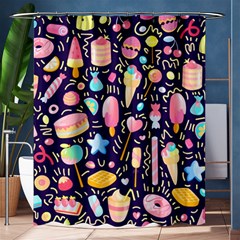 Cute Seamless Pattern With Colorful Sweets Cakes Lollipops Shower Curtain 60  X 72  (medium)  by Wegoenart