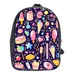 Cute Seamless Pattern With Colorful Sweets Cakes Lollipops School Bag (XL) Front