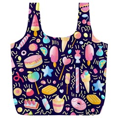 Cute Seamless Pattern With Colorful Sweets Cakes Lollipops Full Print Recycle Bag (xl) by Wegoenart