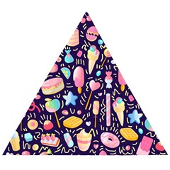 Cute Seamless Pattern With Colorful Sweets Cakes Lollipops Wooden Puzzle Triangle by Wegoenart