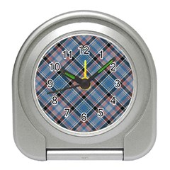 Tartan Scotland Seamless Plaid Pattern Vintage Check Color Square Geometric Texture Travel Alarm Clock by Wegoenart