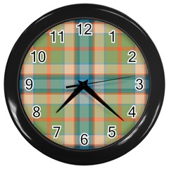 Tartan Scotland Seamless Plaid Pattern Vintage Check Color Square Geometric Texture Wall Clock (black) by Wegoenart