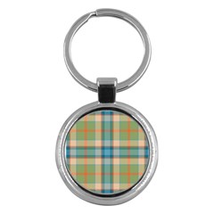 Tartan Scotland Seamless Plaid Pattern Vintage Check Color Square Geometric Texture Key Chain (round)