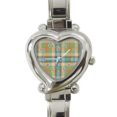 Tartan Scotland Seamless Plaid Pattern Vintage Check Color Square Geometric Texture Heart Italian Charm Watch