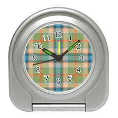 Tartan Scotland Seamless Plaid Pattern Vintage Check Color Square Geometric Texture Travel Alarm Clock by Wegoenart