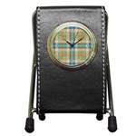 Tartan Scotland Seamless Plaid Pattern Vintage Check Color Square Geometric Texture Pen Holder Desk Clock Front