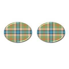 Tartan Scotland Seamless Plaid Pattern Vintage Check Color Square Geometric Texture Cufflinks (oval) by Wegoenart