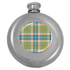 Tartan Scotland Seamless Plaid Pattern Vintage Check Color Square Geometric Texture Round Hip Flask (5 Oz) by Wegoenart