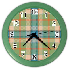 Tartan Scotland Seamless Plaid Pattern Vintage Check Color Square Geometric Texture Color Wall Clock by Wegoenart