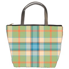 Tartan Scotland Seamless Plaid Pattern Vintage Check Color Square Geometric Texture Bucket Bag by Wegoenart