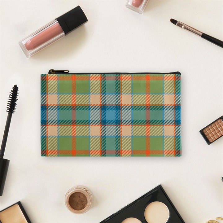 Tartan Scotland Seamless Plaid Pattern Vintage Check Color Square Geometric Texture Cosmetic Bag (Small)