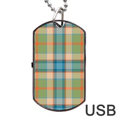 Tartan Scotland Seamless Plaid Pattern Vintage Check Color Square Geometric Texture Dog Tag Usb Flash (one Side) by Wegoenart