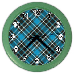 Tartan Scotland Seamless Plaid Pattern Vintage Check Color Square Geometric Texture Color Wall Clock by Wegoenart