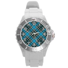 Tartan Scotland Seamless Plaid Pattern Vintage Check Color Square Geometric Texture Round Plastic Sport Watch (l) by Wegoenart