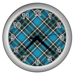 Tartan Scotland Seamless Plaid Pattern Vintage Check Color Square Geometric Texture Wall Clock (silver) by Wegoenart