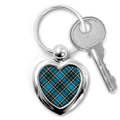 Tartan Scotland Seamless Plaid Pattern Vintage Check Color Square Geometric Texture Key Chain (heart) by Wegoenart