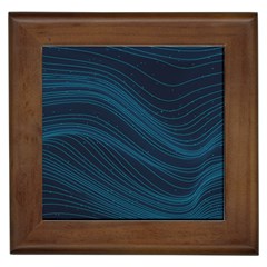 Abstract Glowing Blue Wave Lines Pattern With Particles Elements Dark Background Framed Tile by Wegoenart