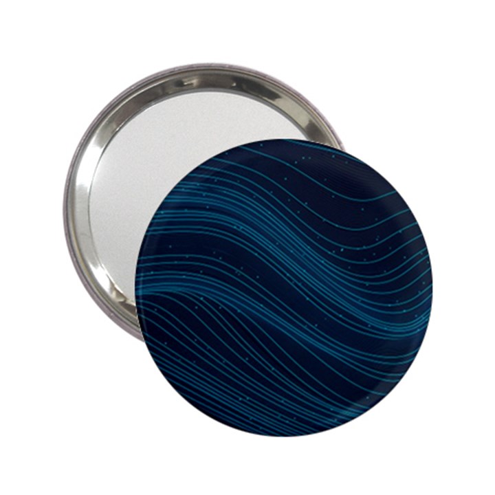 Abstract Glowing Blue Wave Lines Pattern With Particles Elements Dark Background 2.25  Handbag Mirrors