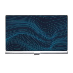 Abstract Glowing Blue Wave Lines Pattern With Particles Elements Dark Background Business Card Holder by Wegoenart