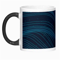 Abstract Glowing Blue Wave Lines Pattern With Particles Elements Dark Background Morph Mugs by Wegoenart