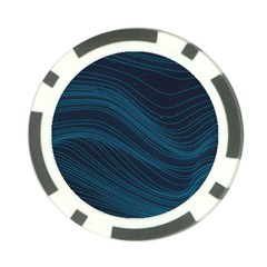 Abstract Glowing Blue Wave Lines Pattern With Particles Elements Dark Background Poker Chip Card Guard by Wegoenart