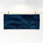 Abstract Glowing Blue Wave Lines Pattern With Particles Elements Dark Background Hand Towel Front