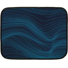 Abstract Glowing Blue Wave Lines Pattern With Particles Elements Dark Background Fleece Blanket (mini) by Wegoenart