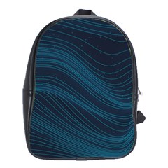 Abstract Glowing Blue Wave Lines Pattern With Particles Elements Dark Background School Bag (large) by Wegoenart