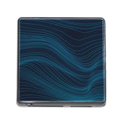 Abstract Glowing Blue Wave Lines Pattern With Particles Elements Dark Background Memory Card Reader (square 5 Slot) by Wegoenart