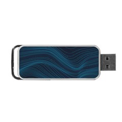 Abstract Glowing Blue Wave Lines Pattern With Particles Elements Dark Background Portable Usb Flash (two Sides) by Wegoenart