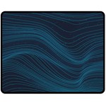 Abstract Glowing Blue Wave Lines Pattern With Particles Elements Dark Background Double Sided Fleece Blanket (Medium)  58.8 x47.4  Blanket Front