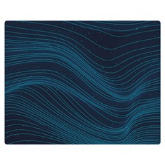 Abstract Glowing Blue Wave Lines Pattern With Particles Elements Dark Background Double Sided Flano Blanket (medium)  by Wegoenart