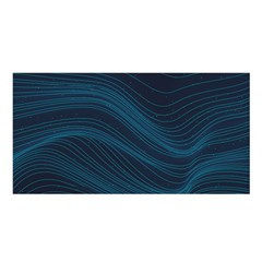 Abstract Glowing Blue Wave Lines Pattern With Particles Elements Dark Background Satin Shawl by Wegoenart