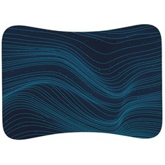 Abstract Glowing Blue Wave Lines Pattern With Particles Elements Dark Background Velour Seat Head Rest Cushion by Wegoenart