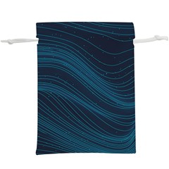 Abstract Glowing Blue Wave Lines Pattern With Particles Elements Dark Background  Lightweight Drawstring Pouch (xl) by Wegoenart