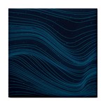 Abstract Glowing Blue Wave Lines Pattern With Particles Elements Dark Background Tile Coaster Front