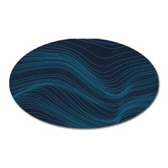 Abstract Glowing Blue Wave Lines Pattern With Particles Elements Dark Background Oval Magnet by Wegoenart