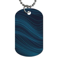 Abstract Glowing Blue Wave Lines Pattern With Particles Elements Dark Background Dog Tag (two Sides) by Wegoenart