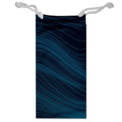 Abstract Glowing Blue Wave Lines Pattern With Particles Elements Dark Background Jewelry Bag by Wegoenart