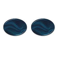 Abstract Glowing Blue Wave Lines Pattern With Particles Elements Dark Background Cufflinks (oval) by Wegoenart